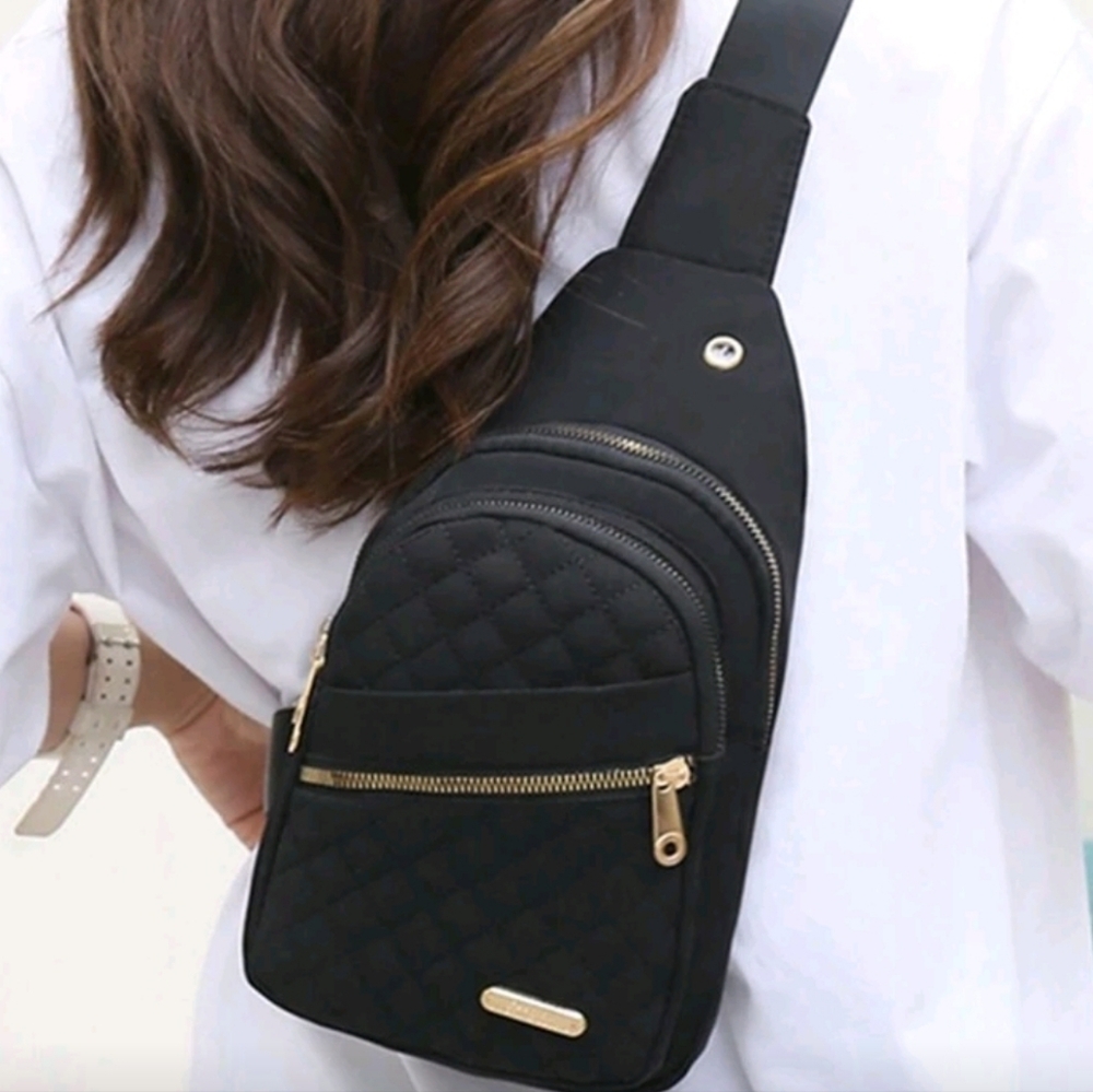 Stylish Black Quilted Sling Bag